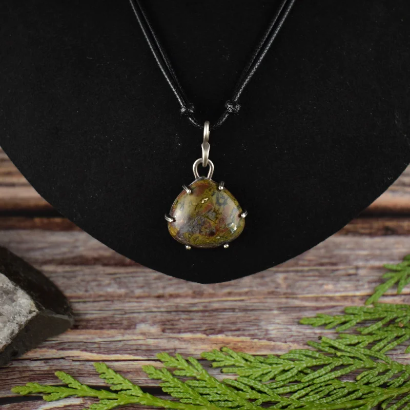 women halo necklaces -Colorful Jasper Sterling Silver Pendant Necklace