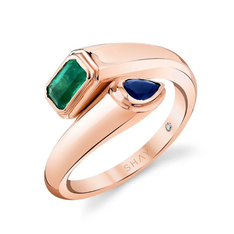 Rose Gold/Emerald/Blue Sapphire