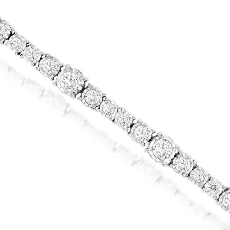 women engraved cuff bracelets -2.00 Carat t.w. Tapered Design Diamond Tennis Bracelet