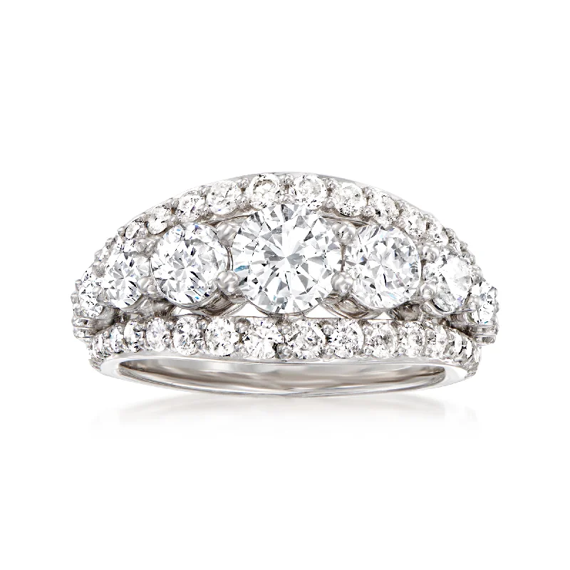 women platinum engagement rings -Ross-Simons Diamond Multi-Row Ring in 14kt White Gold