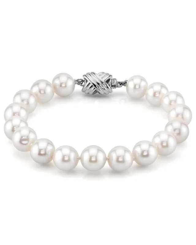 women wedding bracelets -8.5-9.5mm White Freshwater Pearl Bracelet - AAA Quality