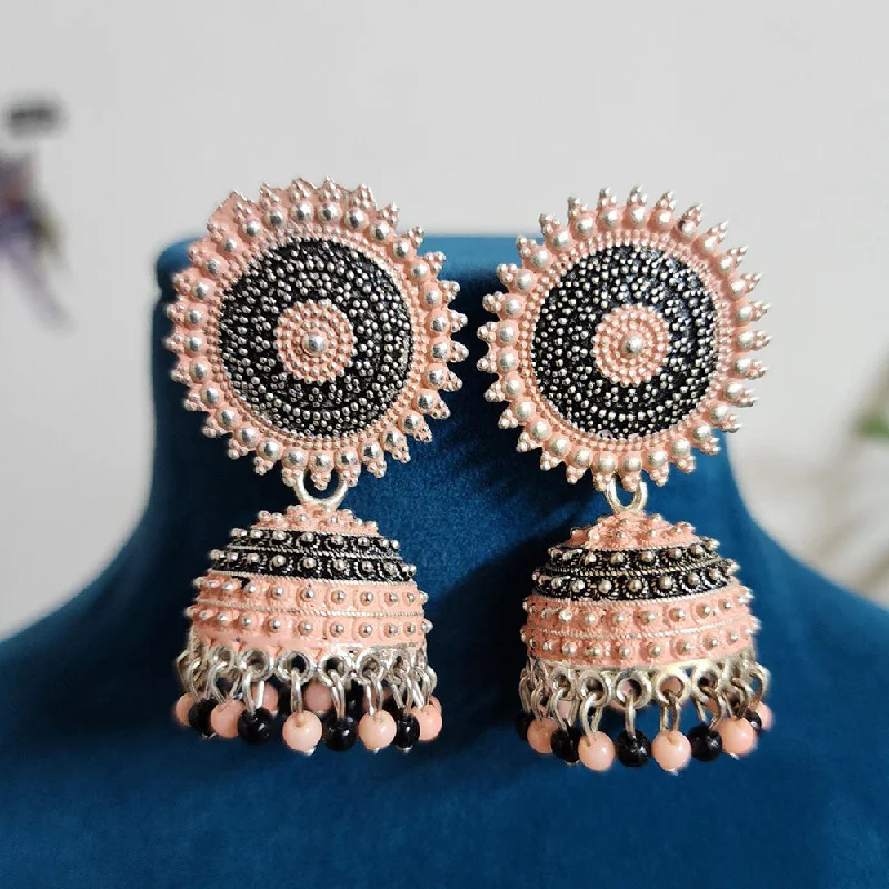 women simple earrings -H K Fashion Oxidised Plated  Pearls Jhumki Earrings