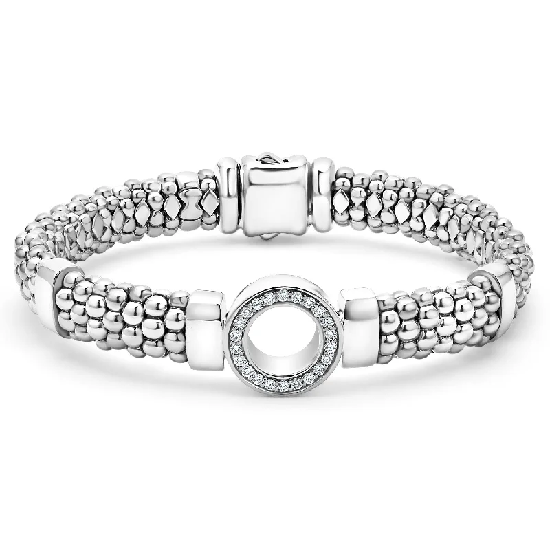 women anniversary bracelets -Caviar Spark Single Station Diamond Circle Caviar Bracelet | 9mm