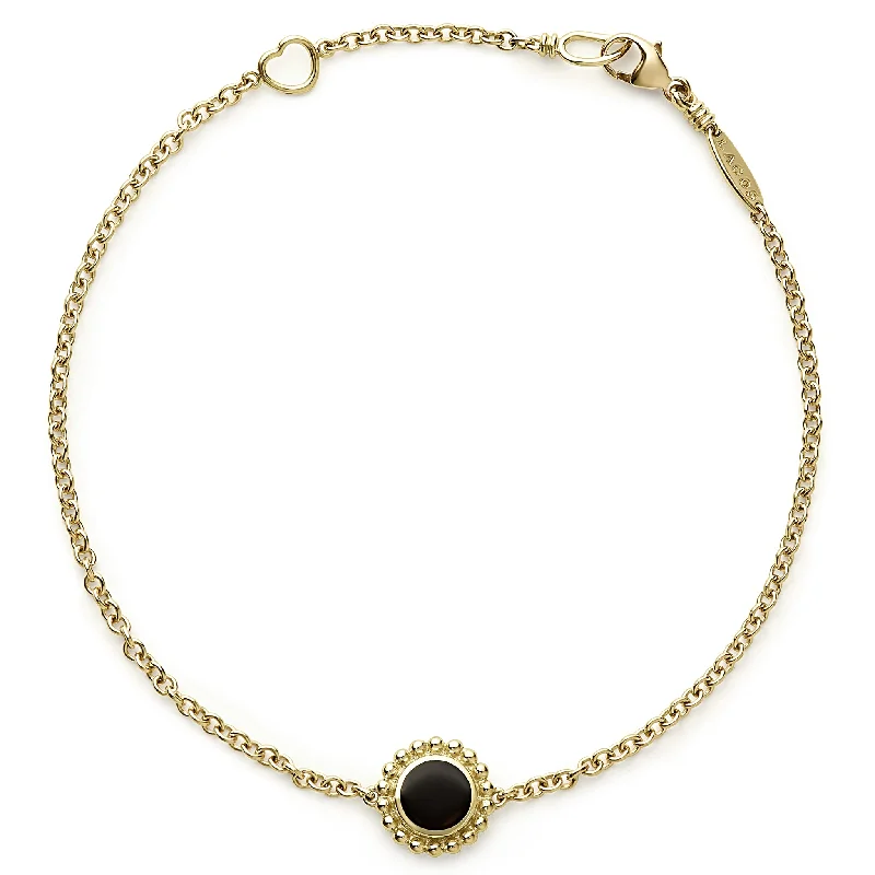 women colorful bracelets -Covet Single Station Round Onyx Bracelet