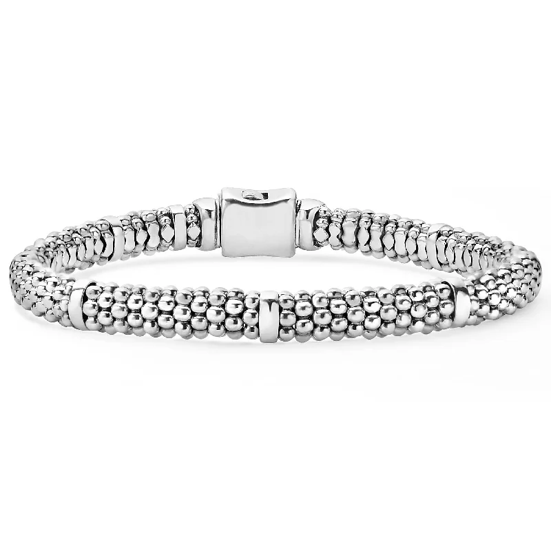 women vintage-style bangles -Signature Caviar Silver Station Caviar Bracelet | 6mm