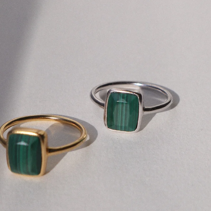 women cocktail rings -'Monroe' Green Malachite Ring