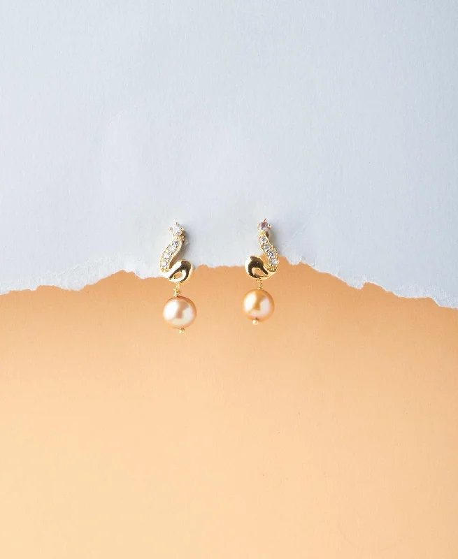 women stud earrings -Pretty Pearl Hanging Earring