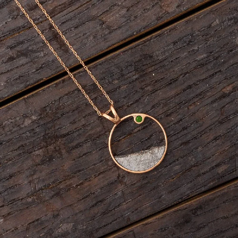 women minimalist pendant necklaces -Moldavite and Meteorite Moonscape Necklace