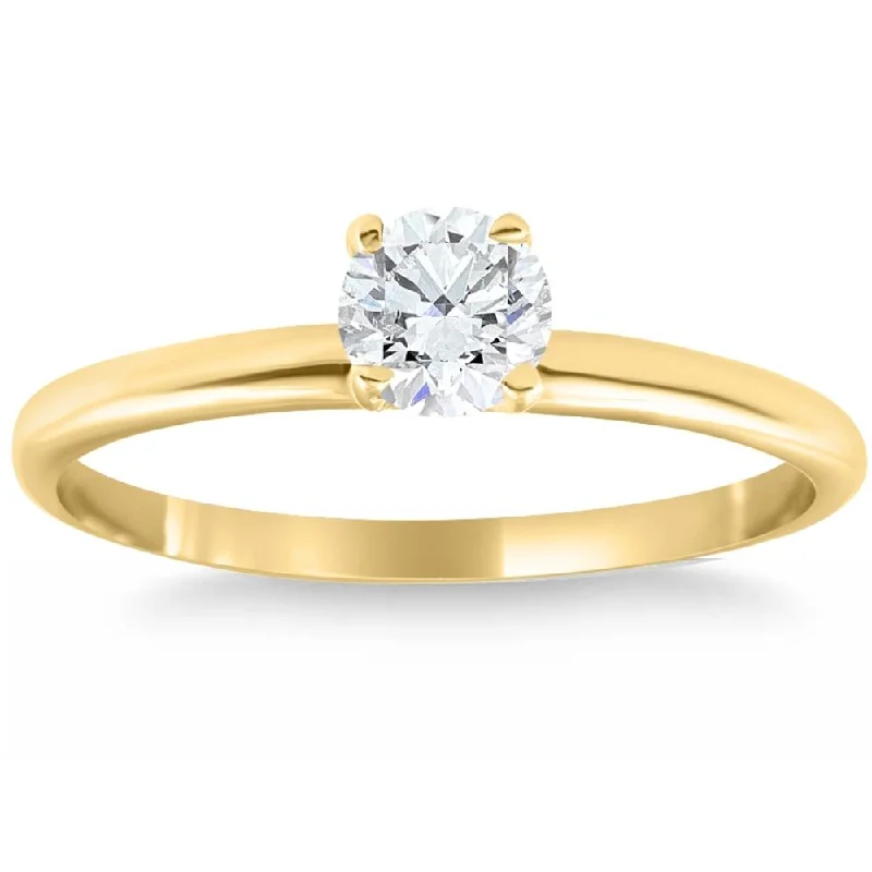 women diamond-accent engagement rings -14k Yellow Gold 5/8 ct Round Solitaire Diamond Engagement Ring