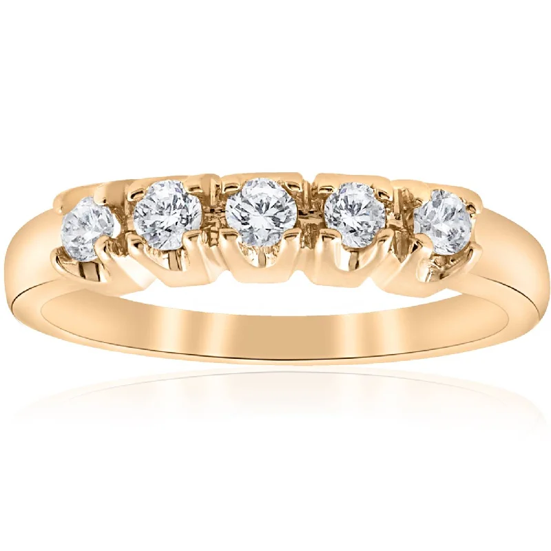 women rose gold engagement rings -1/2ct Round Diamond Wedding Anniversary 14K Gold Ring