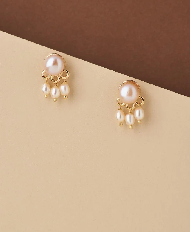 women vintage diamond earrings -Standout Golden Pearl Hanging Earring