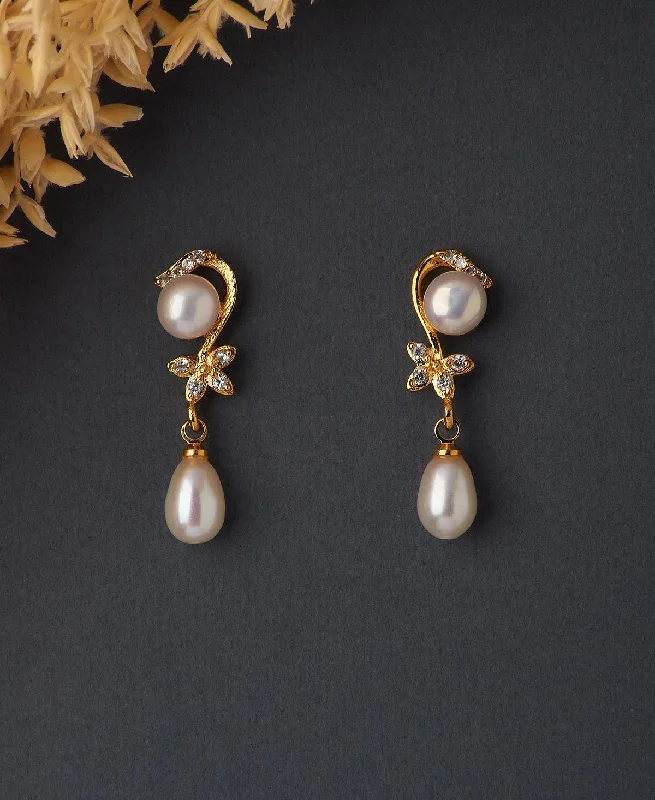 women elegant earrings -Trendy Pearl Hanging Earring