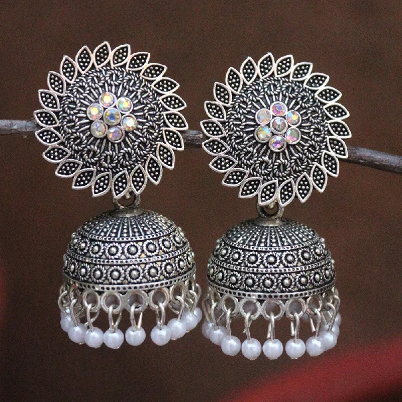 women hoop dangle earrings -H K Fashion Oxidised Plated  Pearls Jhumki Earrings