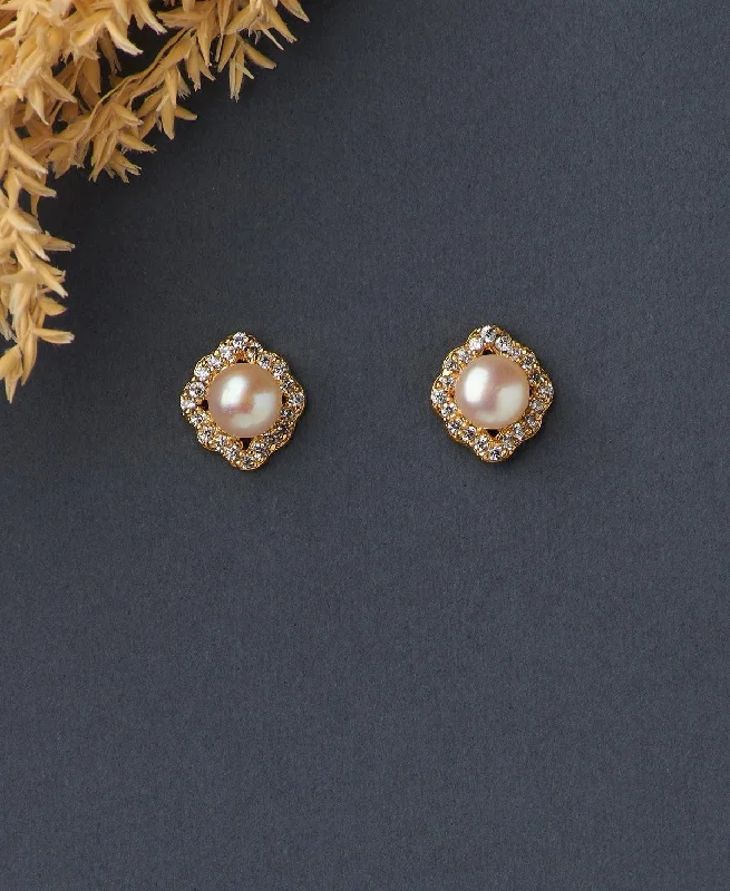 women hoop dangle earrings -Simple Stud Pearl Earring