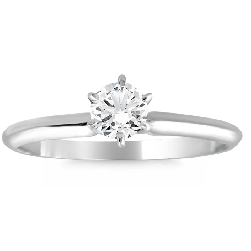 women antique engagement rings -1/3Ct Solitaire Round Cut Diamond Engagement Ring in 14k Gold Lab Grown