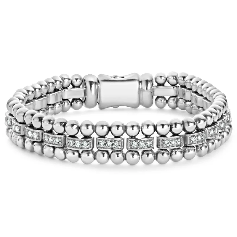 women oval bangles -Caviar Spark Diamond Link Bracelet | 9mm