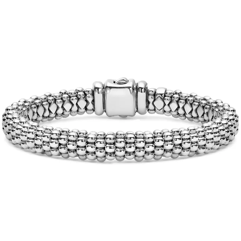 women stackable bangles -Signature Caviar Silver Caviar Bracelet | 9mm