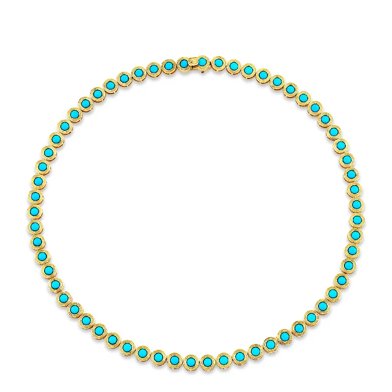 women celestial necklaces -Gold & Turquoise Large Fluted Eternity Necklace