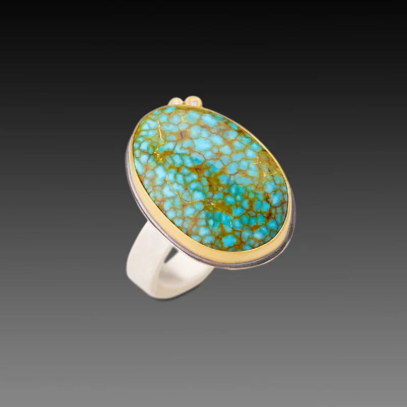 women two-tone rings -Turquoise Ring with Diamonds