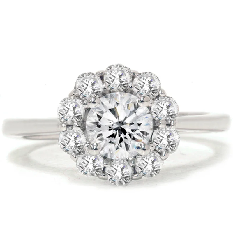 women cushion engagement rings -1 1/5ct Halo FIRE Diamond Engagement Ring 14K White Gold