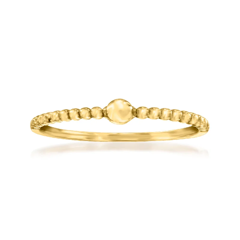 women stackable wedding engagement rings -RS Pure by Ross-Simons 14kt Yellow Gold Beaded Ring With Ball