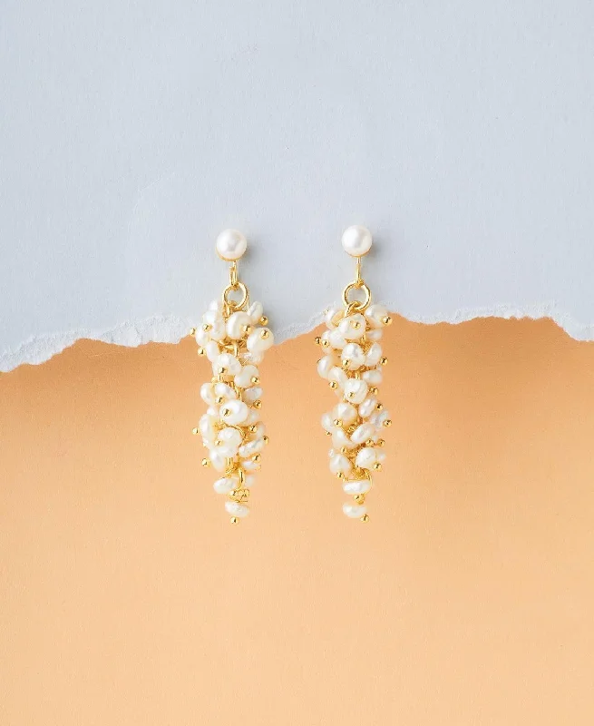 women chain earrings -Trendy Pearl Hanging Earrings