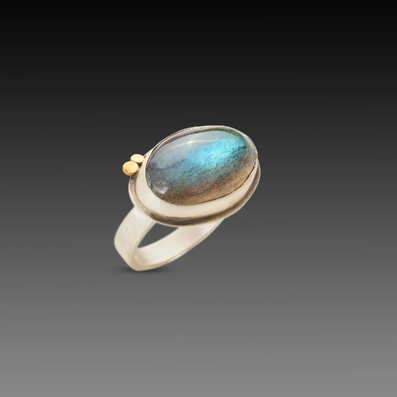 women birthstone rings -Smooth Oval Labradorite Ring