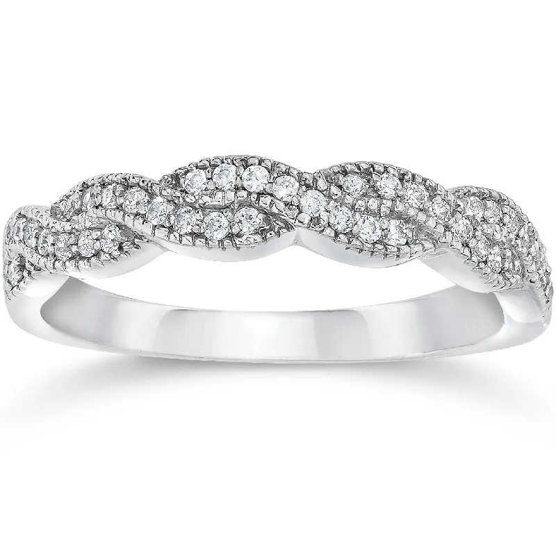 women modern solitaire engagement rings -1/3ct Diamond Infinity Ring 14K White Gold