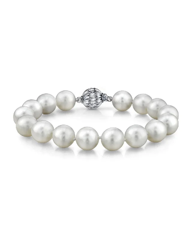 women custom engraved bangles -11-12mm White South Sea Pearl Bracelet