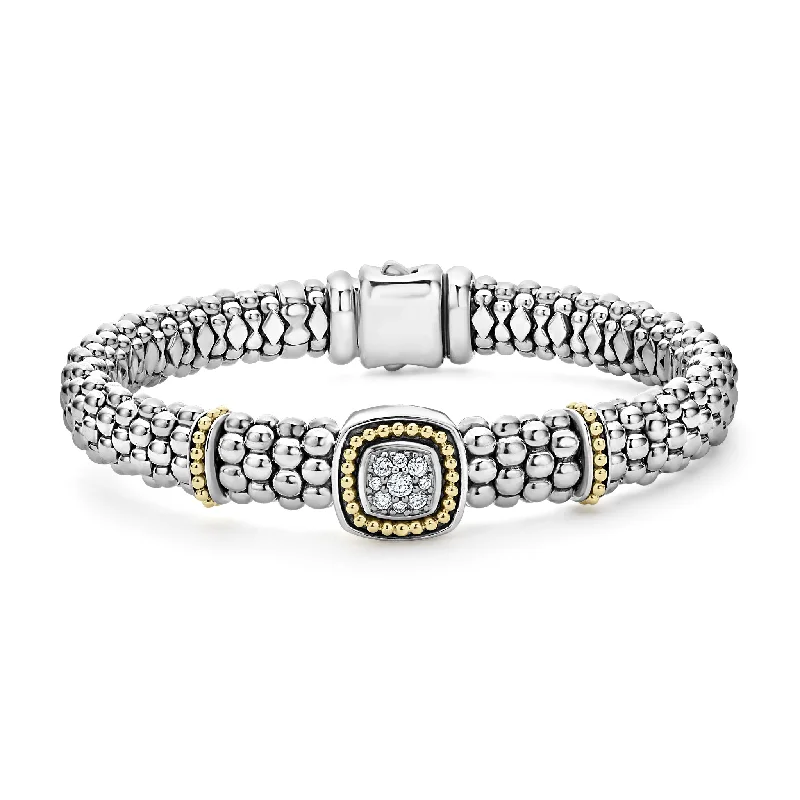 women smooth bangles -Rittenhouse Two-Tone Diamond Caviar Bracelet | 9mm