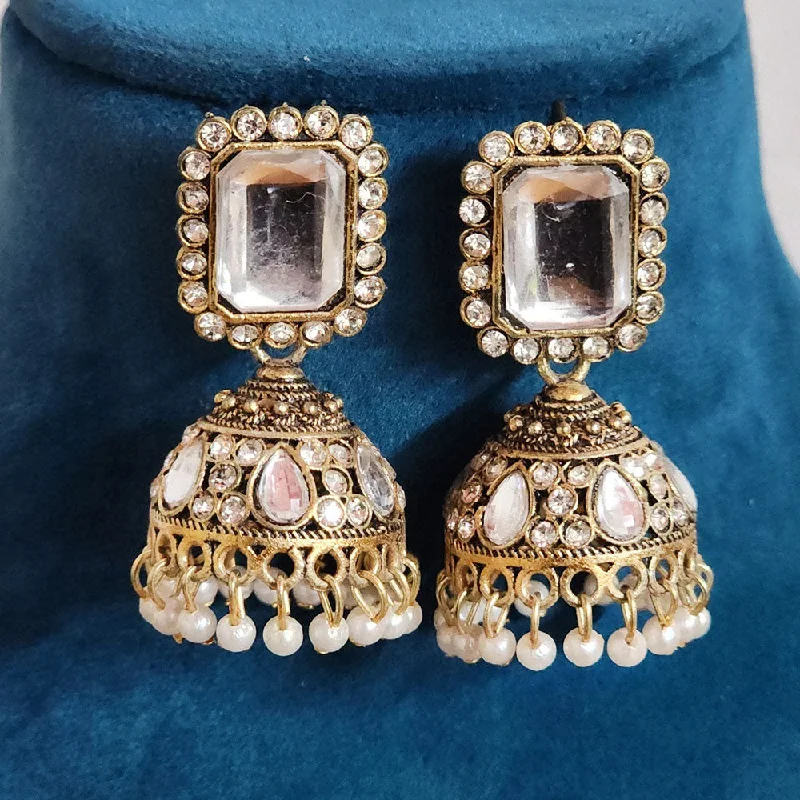 women fashion earrings -H K Fashion Gold Plated Crystal Stone And  Pearls Jhumki Earrings