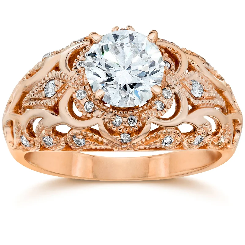 women antique-style engagement rings -Emery .75Ct Vintage Diamond Antique Engagement 14K Rose Gold