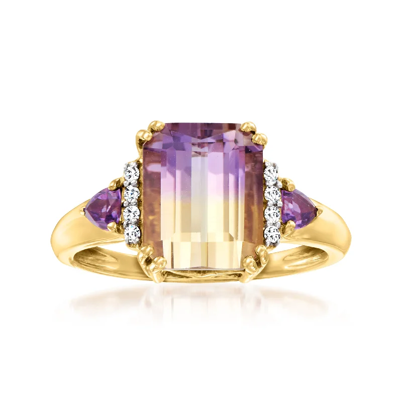 women two-tone engagement rings -Ross-Simons Ametrine Ring With . Amethysts and Diamond Accents in 14kt Yellow Gold