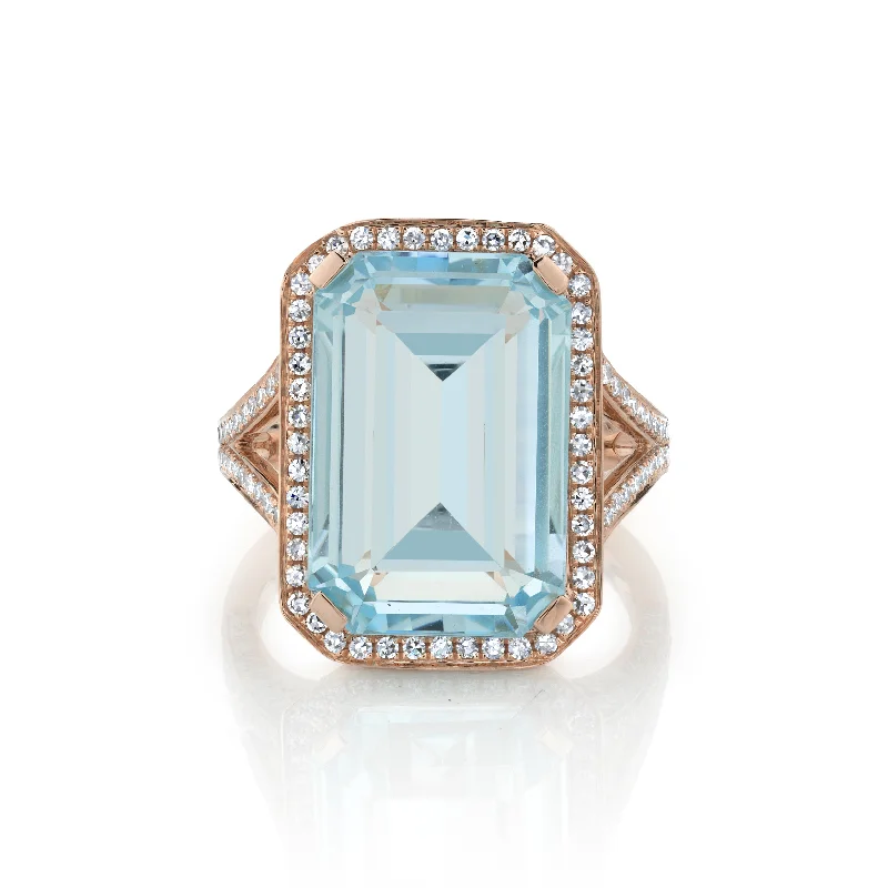 women classic solitaire rings -LIGHT BLUE CRYSTAL PORTRAIT GEMSTONE RING