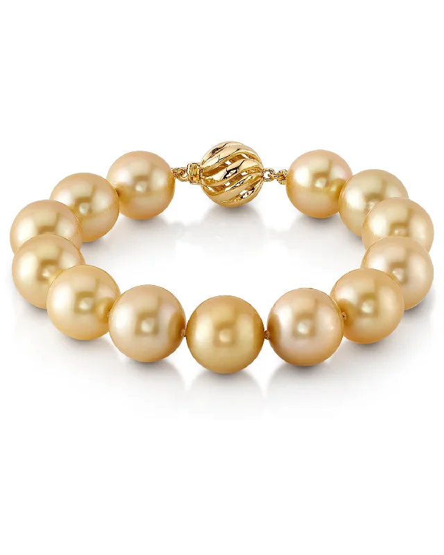 women statement bracelets -Golden South Sea Pearl Bracelet, 11.0-12.0mm