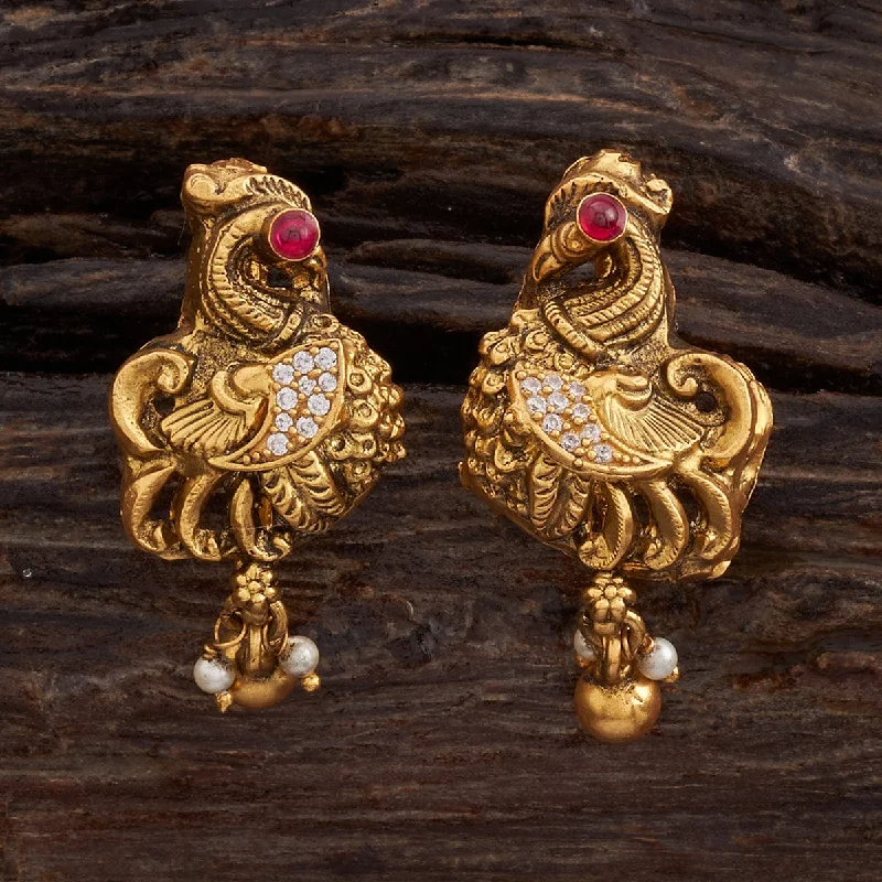 women gold-plated earrings -Silver Temple Earring 161876