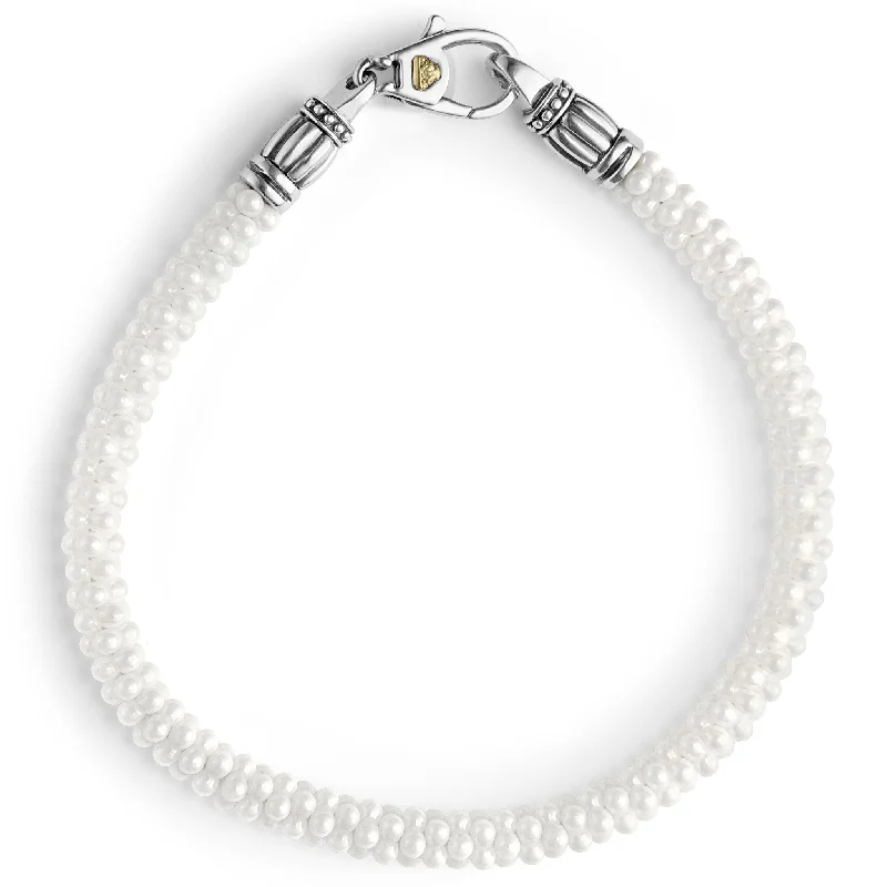 women luxury bracelets -White Caviar White Ceramic Caviar Beaded Bracelet