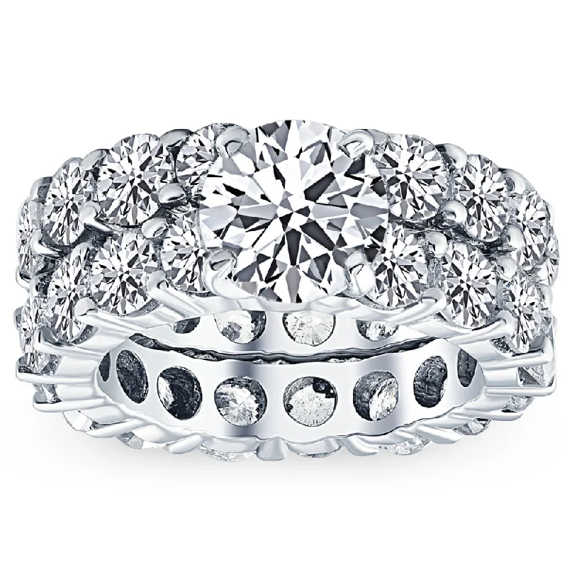 women vintage diamond engagement rings -9 1/2ct Diamond Eternity Engagement Ring Wedding Set 14k White Gold