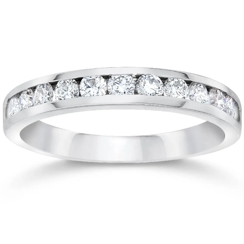 women wedding engagement rings -1/2ct 14K White Gold Diamond Wedding Guard Ring Band