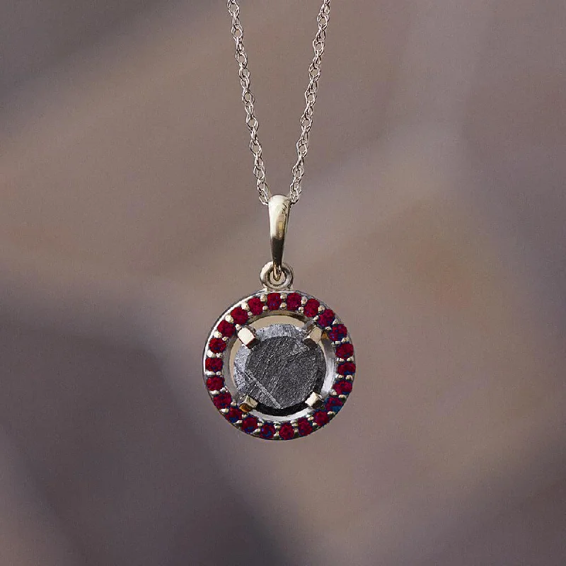 women birthstone necklaces -Unique Birthstone Necklace with Meteorite, Customize with Gemstone Desired