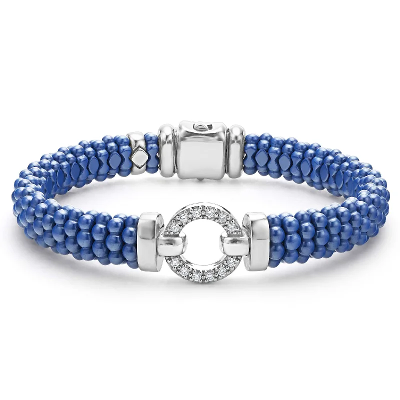 women cuff bracelet sets -Blue Caviar Ultramarine Ceramic Diamond Circle Bracelet | 9mm