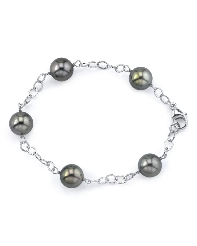 women multicolor bangles -Tahitian Pearl Tin Cup Bracelet, 9.0-10.0mm