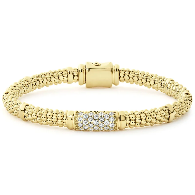 women bangles sets -Caviar Gold 18K Gold Diamond Bracelet | 6mm