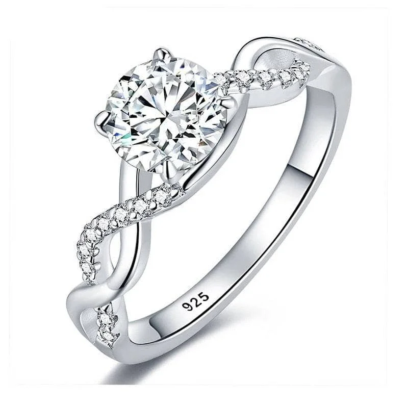 women moissanite engagement rings -Created Diamond Unique Infinity Love Engagement Ring