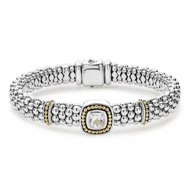 women double band bracelets -Rittenhouse White Topaz Caviar Bracelet | 9mm