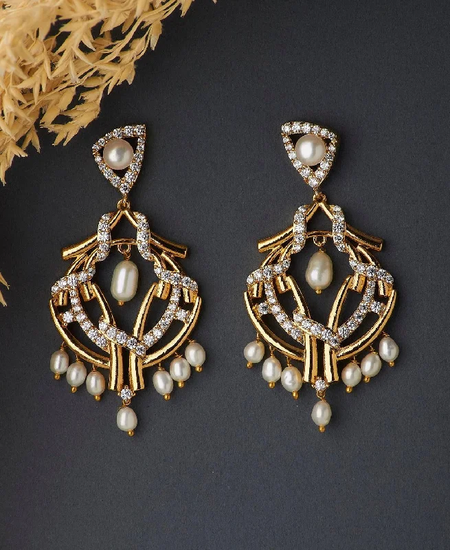 women vintage earrings -Traditional Pearl Hanging Earrings