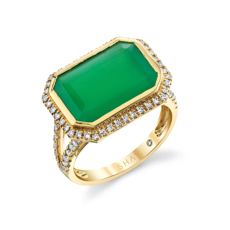 women colorful gemstone rings -READY TO SHIP GREEN ONYX VERT RING