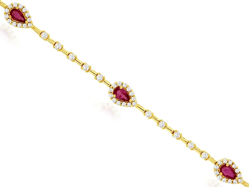 women stackable bangles -Ruby and Diamond Tennis Style Bracelet