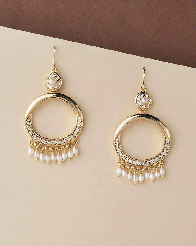 women butterfly stud earrings -Trendy Pearl Hanging Earrings