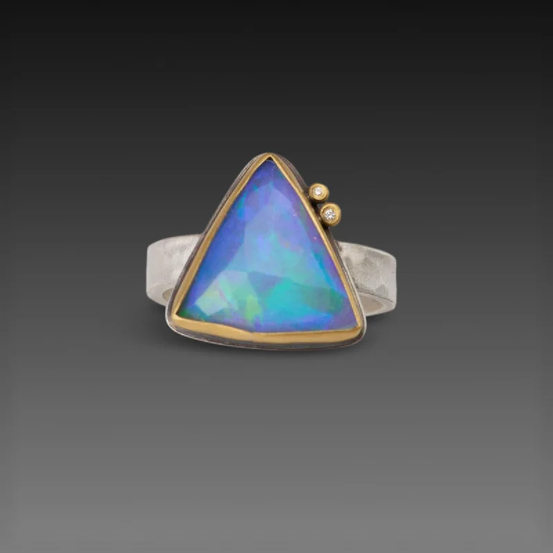 women affordable engagement rings -Ethiopian Opal Triangle Ring